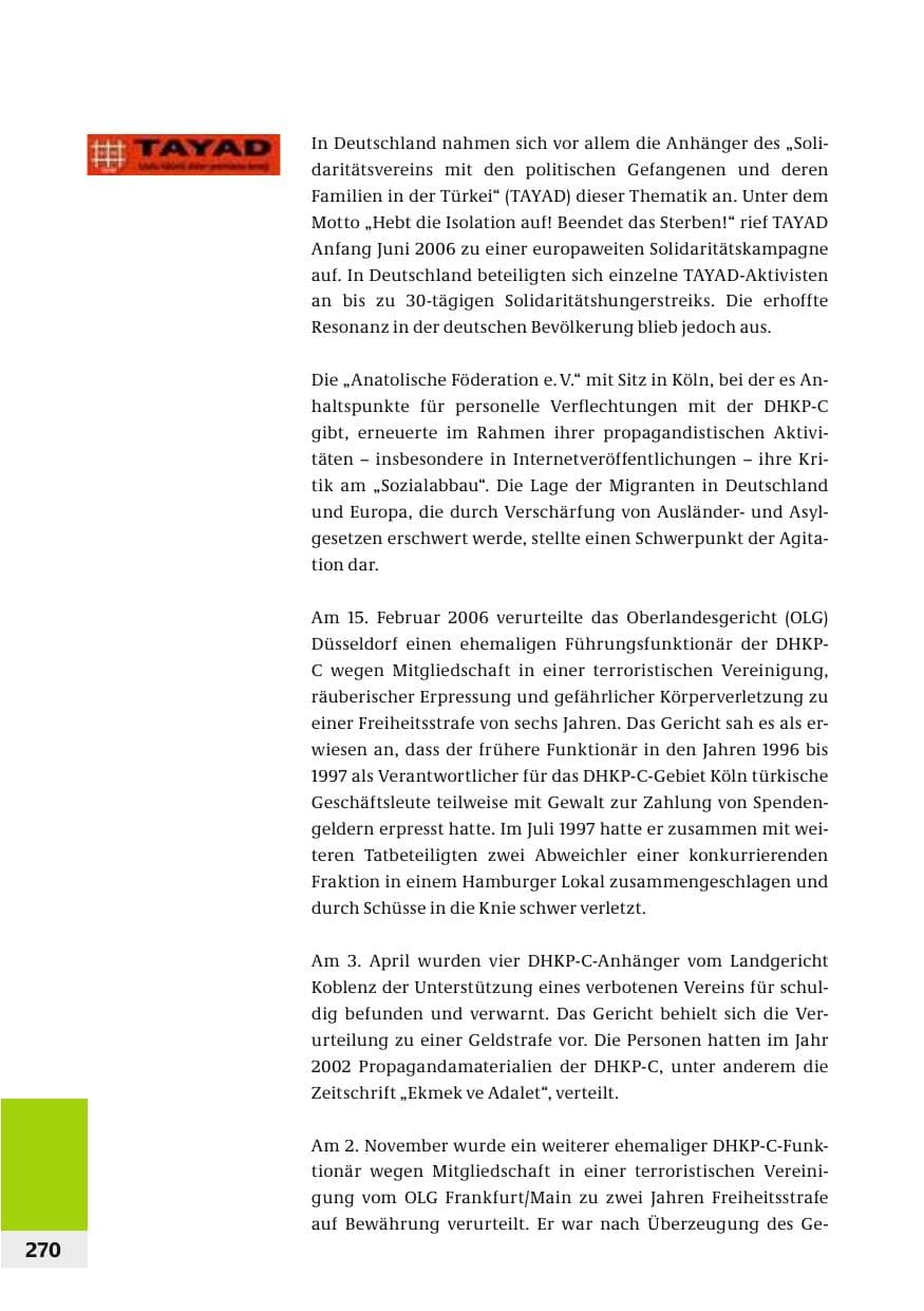 Seite 273 des Verfassungsschutzbericht 2006 Bund
