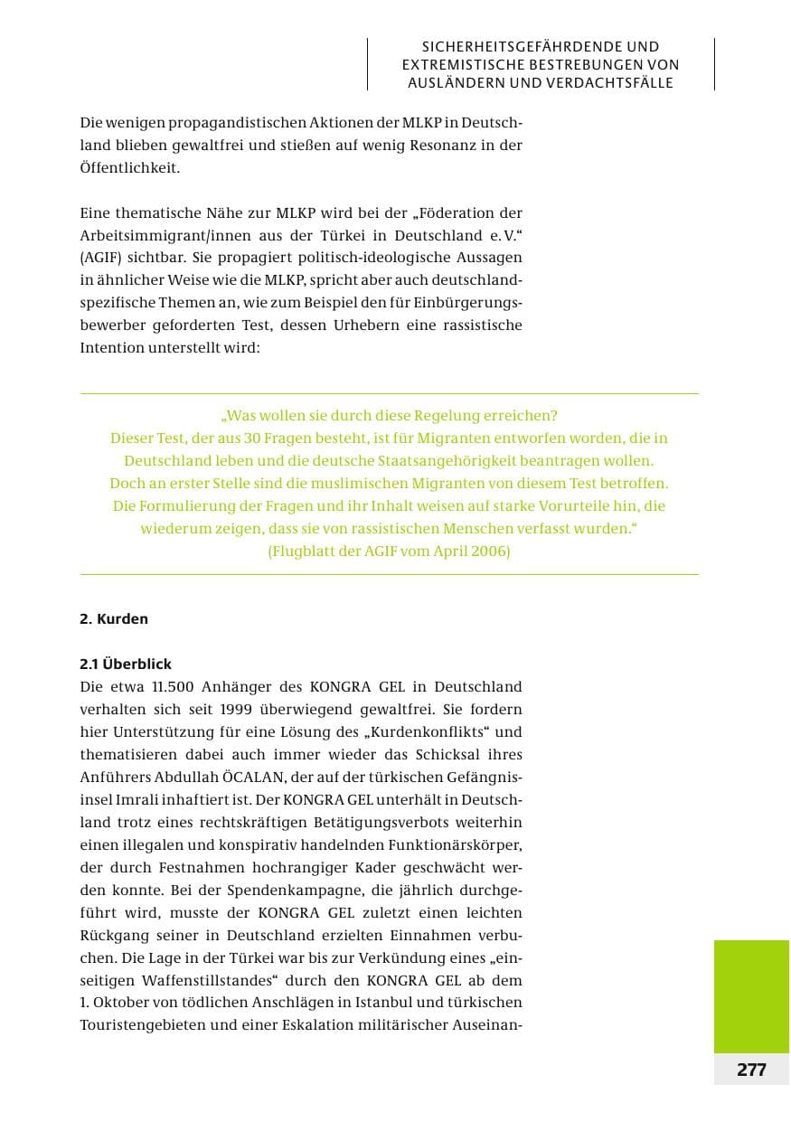 Seite 280 des Verfassungsschutzbericht 2006 Bund
