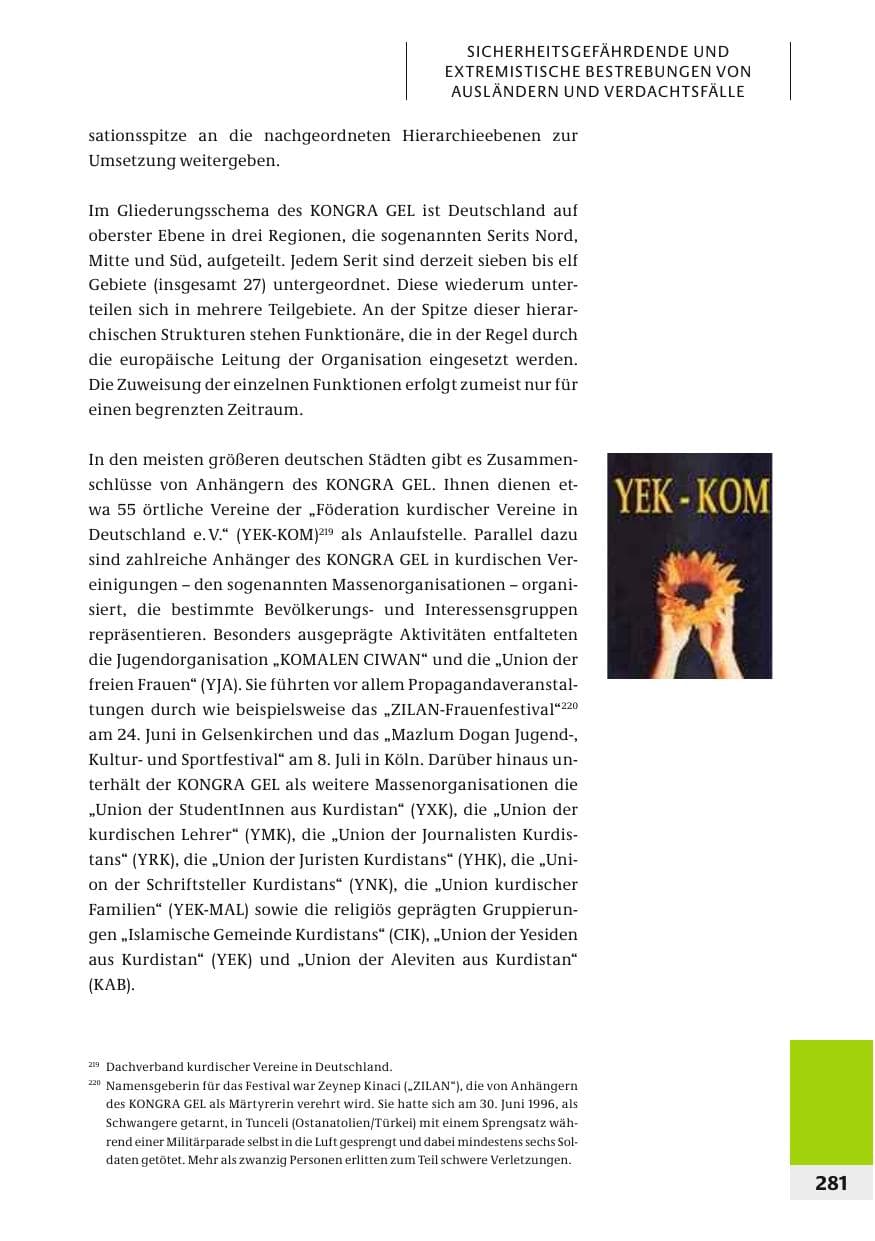 Seite 284 des Verfassungsschutzbericht 2006 Bund