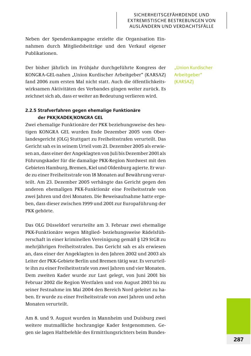 Seite 290 des Verfassungsschutzbericht 2006 Bund