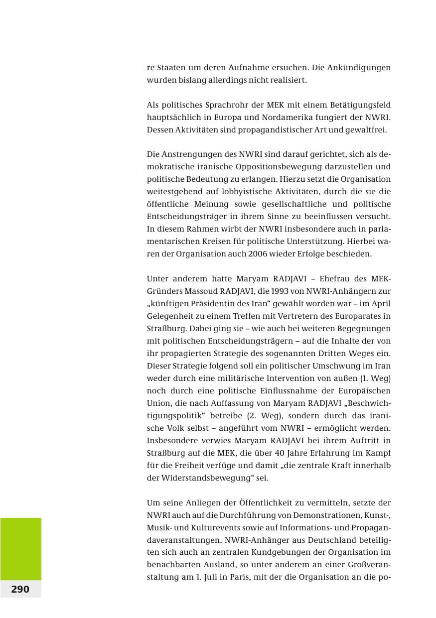 Seite 293 des Verfassungsschutzbericht 2006 Bund