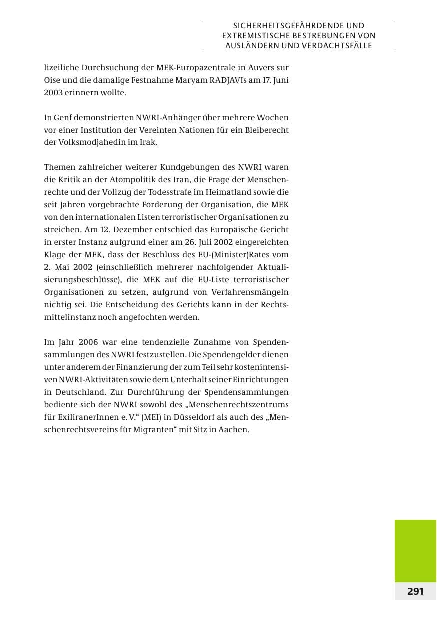 Seite 294 des Verfassungsschutzbericht 2006 Bund