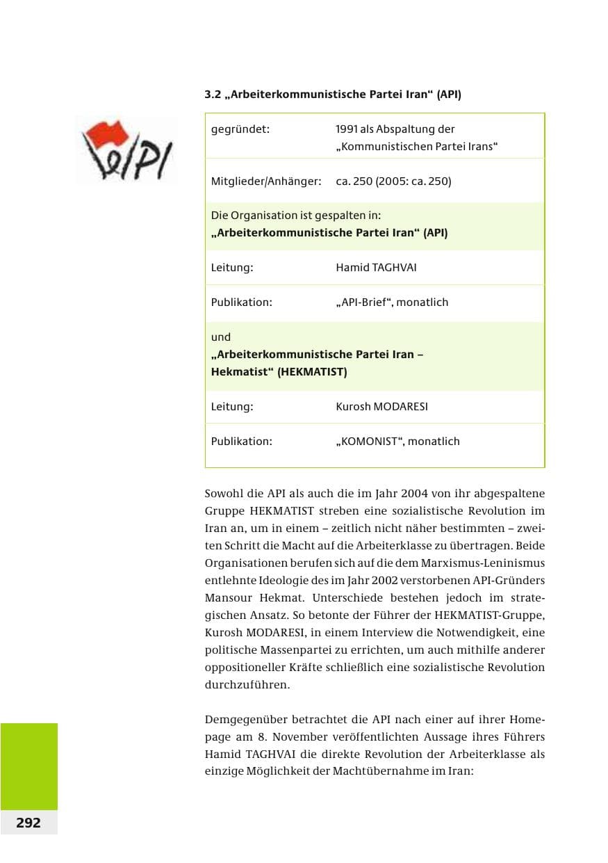 Seite 295 des Verfassungsschutzbericht 2006 Bund