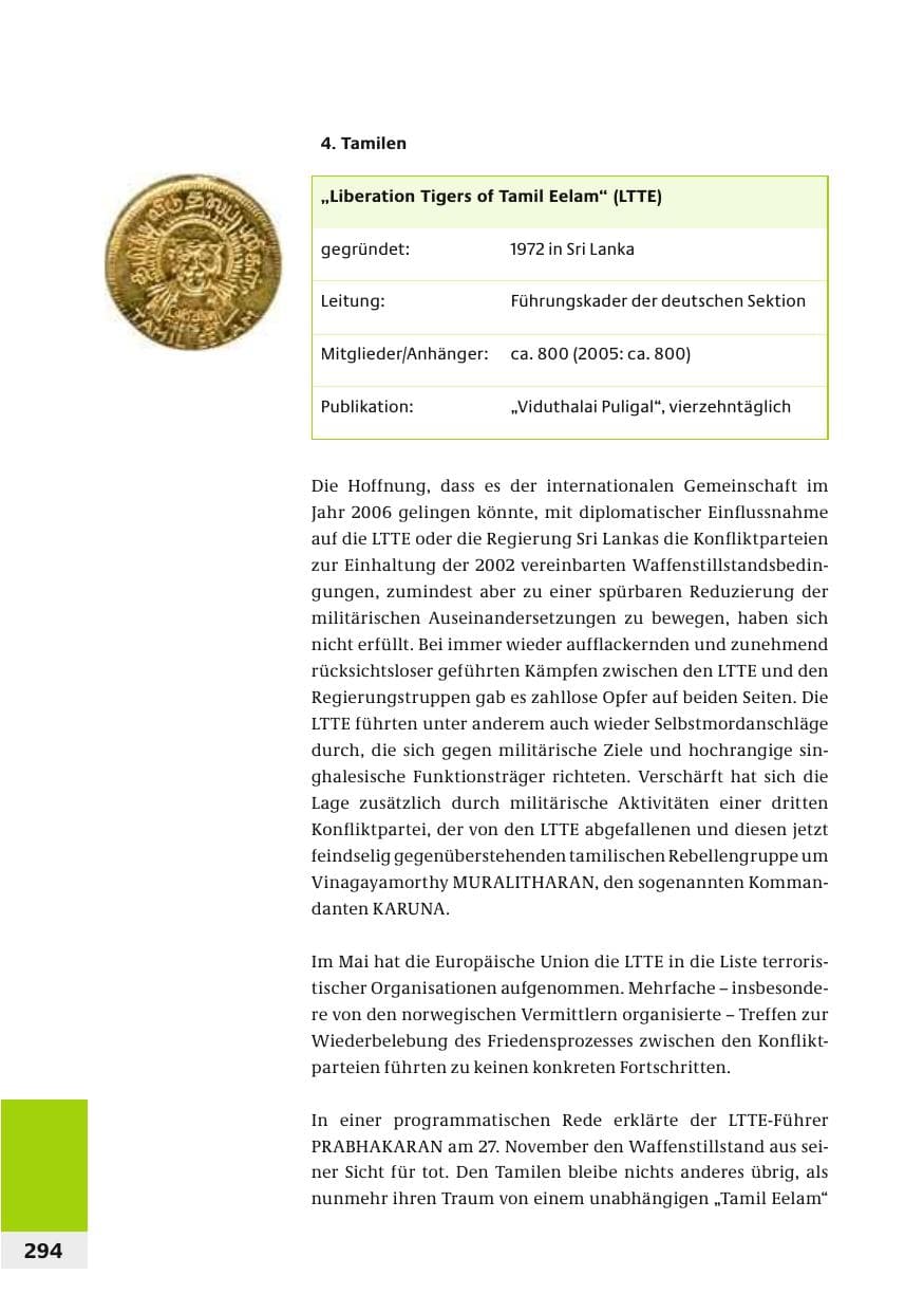 Seite 297 des Verfassungsschutzbericht 2006 Bund