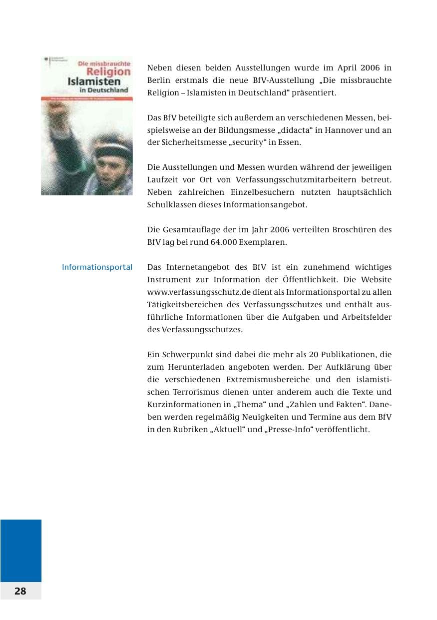 Seite 31 des Verfassungsschutzbericht 2006 Bund