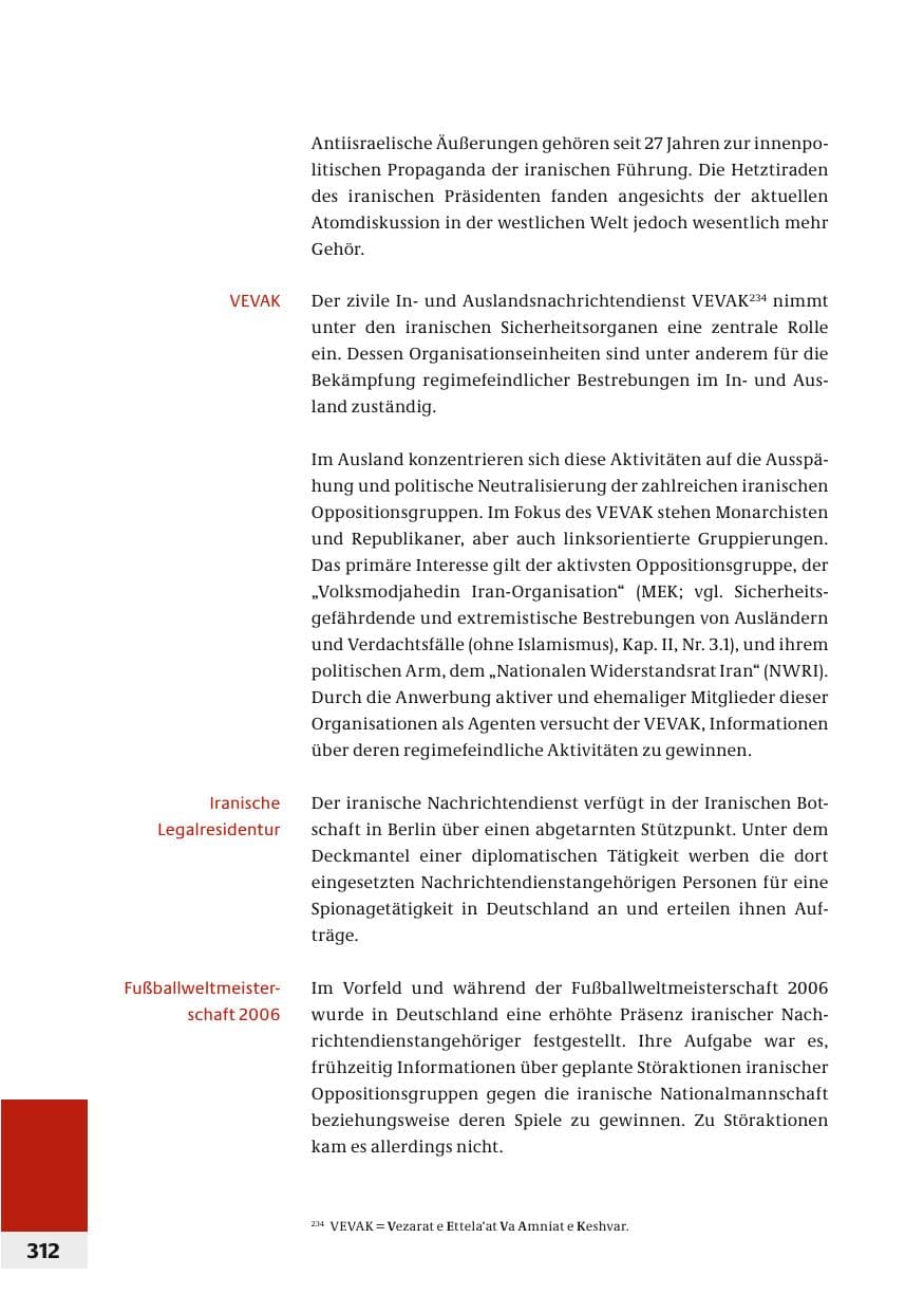 Seite 315 des Verfassungsschutzbericht 2006 Bund