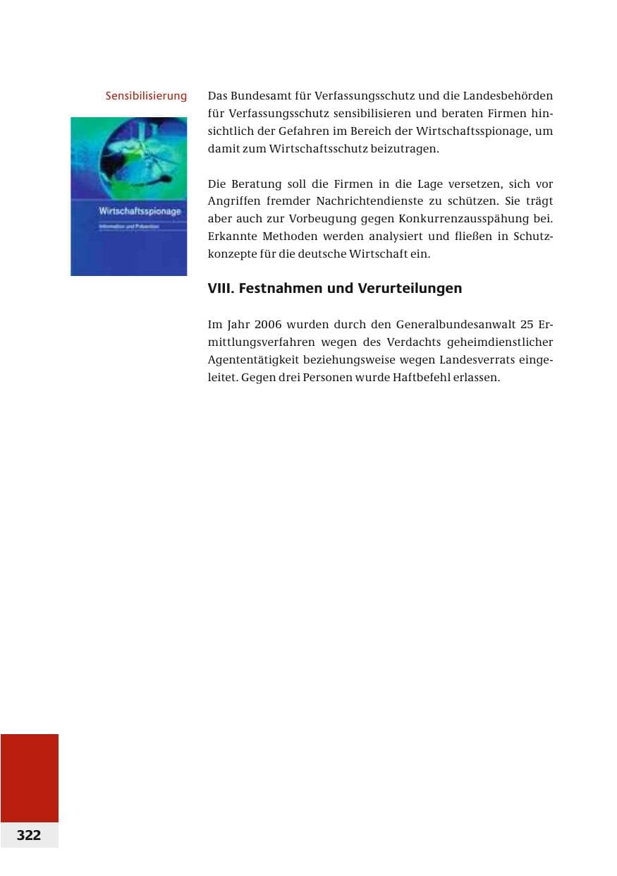 Seite 325 des Verfassungsschutzbericht 2006 Bund