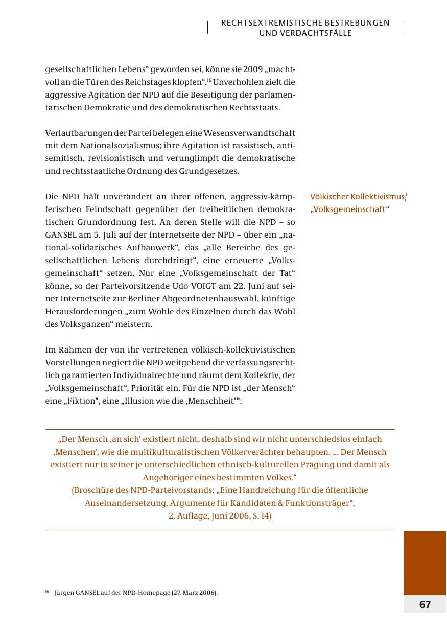Seite 70 des Verfassungsschutzbericht 2006 Bund