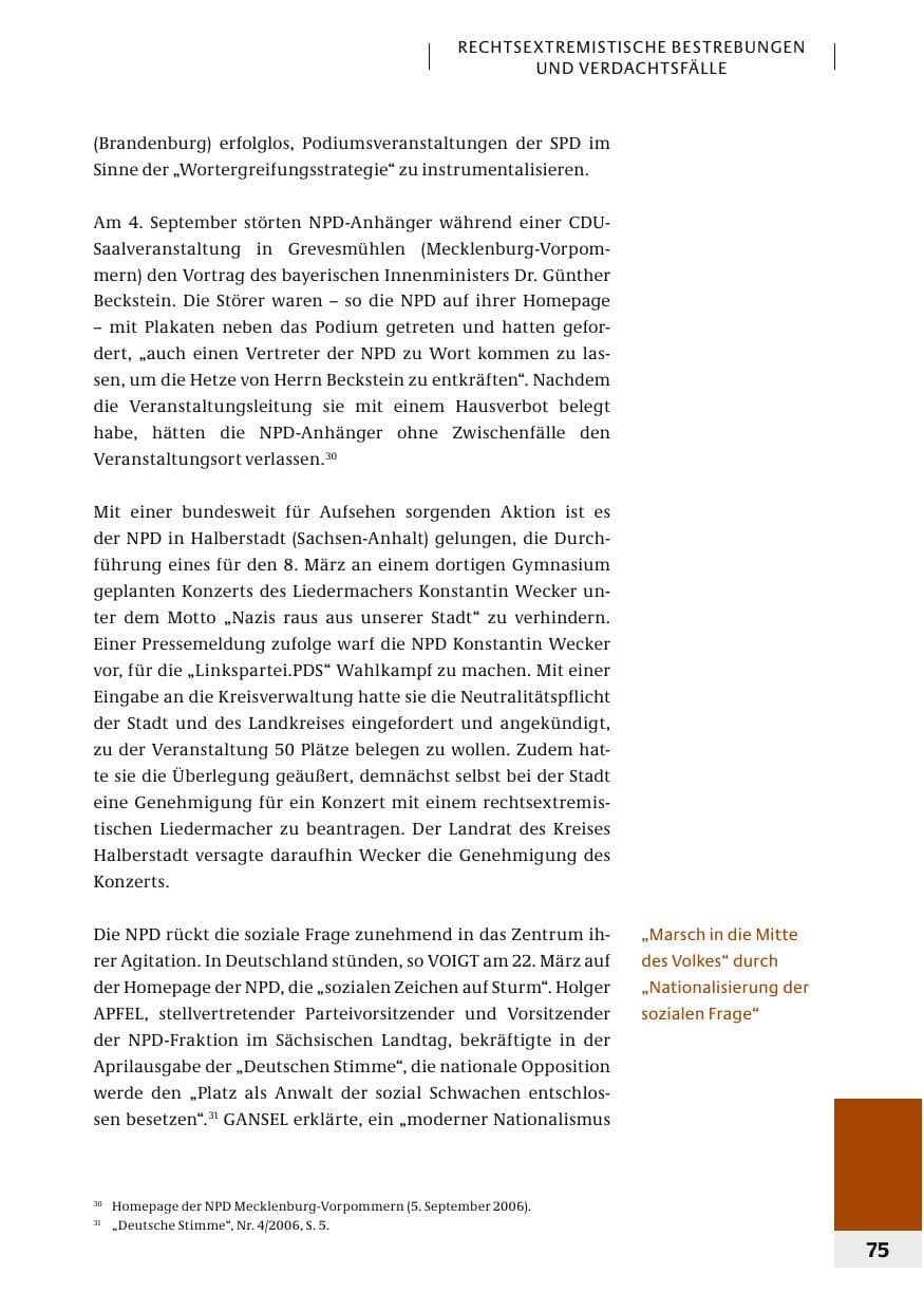 Seite 78 des Verfassungsschutzbericht 2006 Bund
