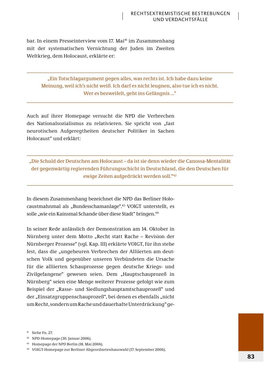 Seite 86 des Verfassungsschutzbericht 2006 Bund