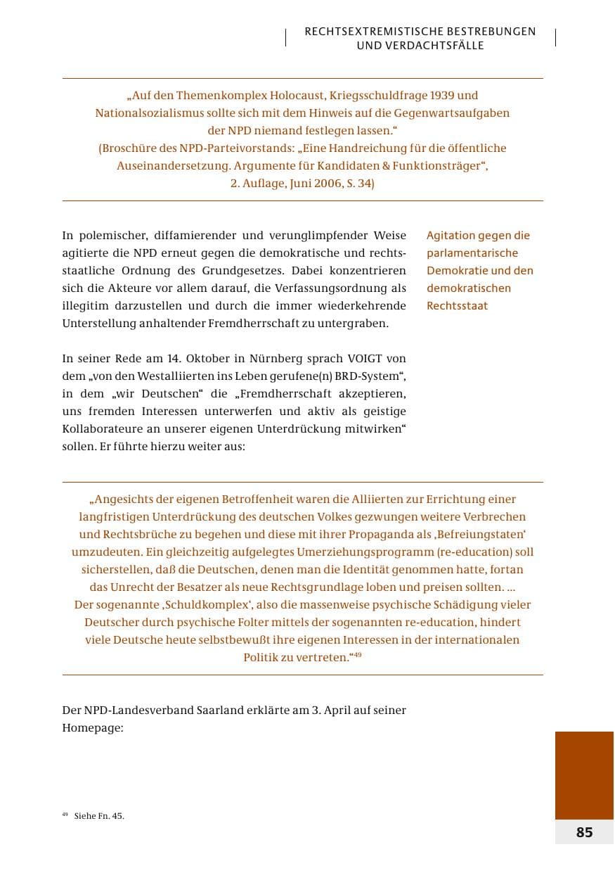 Seite 88 des Verfassungsschutzbericht 2006 Bund