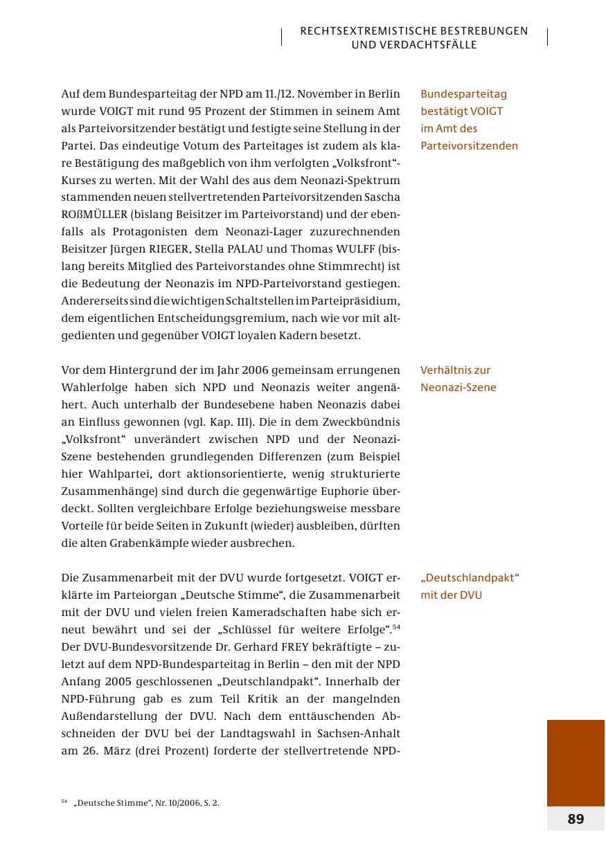 Seite 92 des Verfassungsschutzbericht 2006 Bund