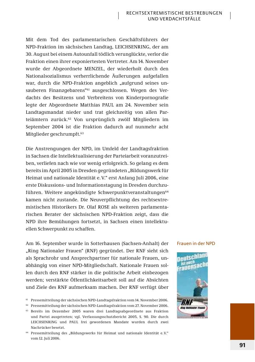 Seite 94 des Verfassungsschutzbericht 2006 Bund
