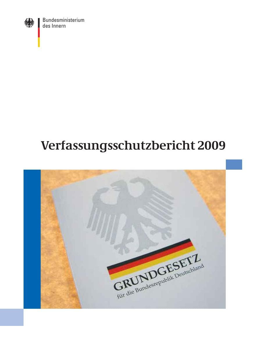 Seite 1 des Verfassungsschutzbericht 2009 Bund
