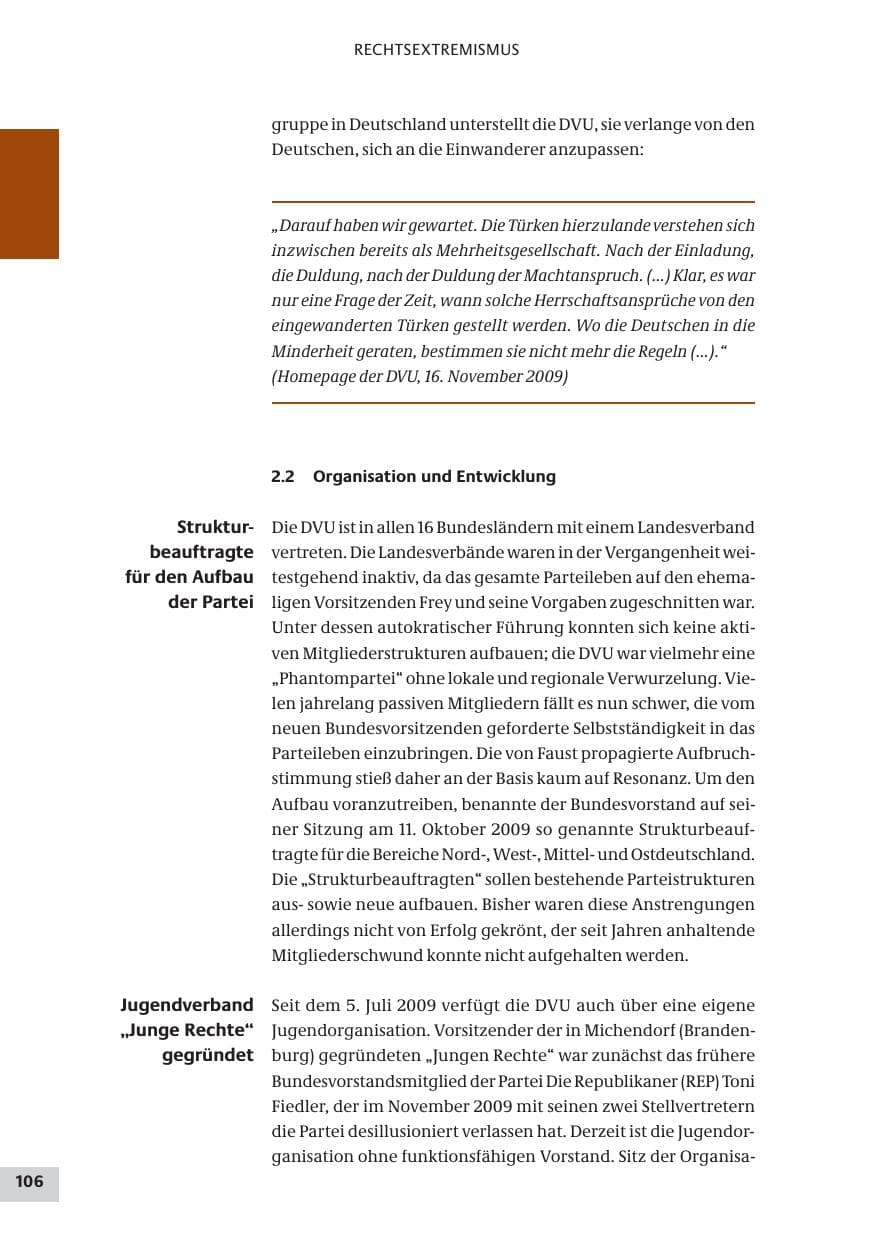 Seite 106 des Verfassungsschutzbericht 2009 Bund