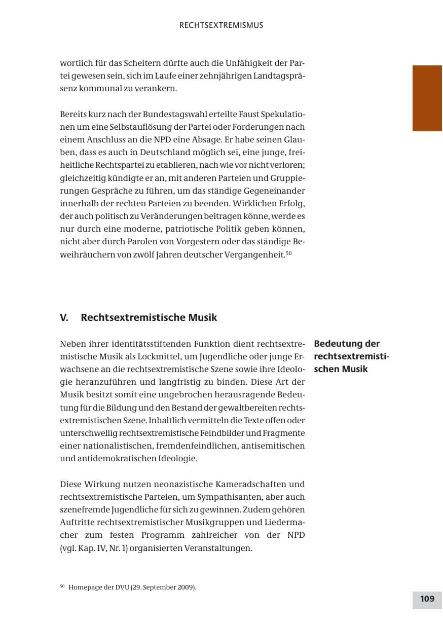 Seite 109 des Verfassungsschutzbericht 2009 Bund