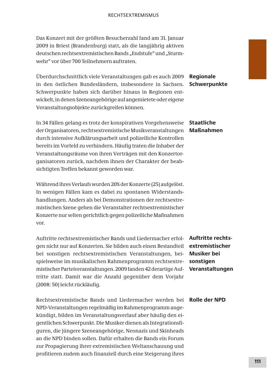 Seite 111 des Verfassungsschutzbericht 2009 Bund