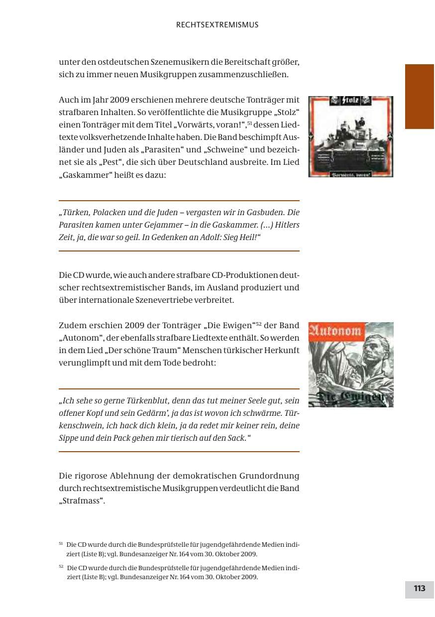 Seite 113 des Verfassungsschutzbericht 2009 Bund