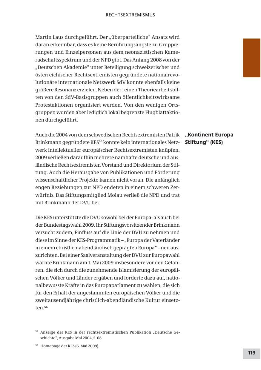 Seite 119 des Verfassungsschutzbericht 2009 Bund
