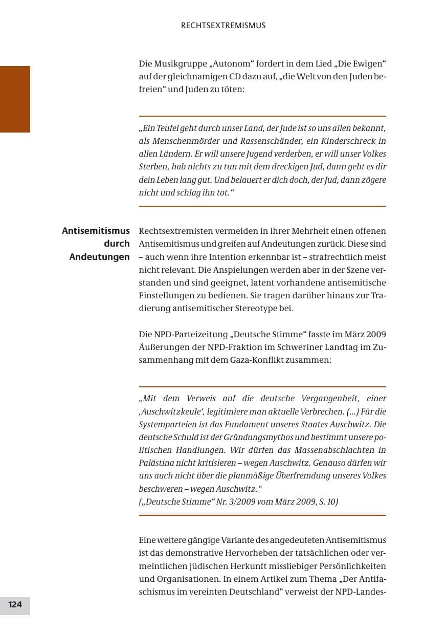 Seite 124 des Verfassungsschutzbericht 2009 Bund