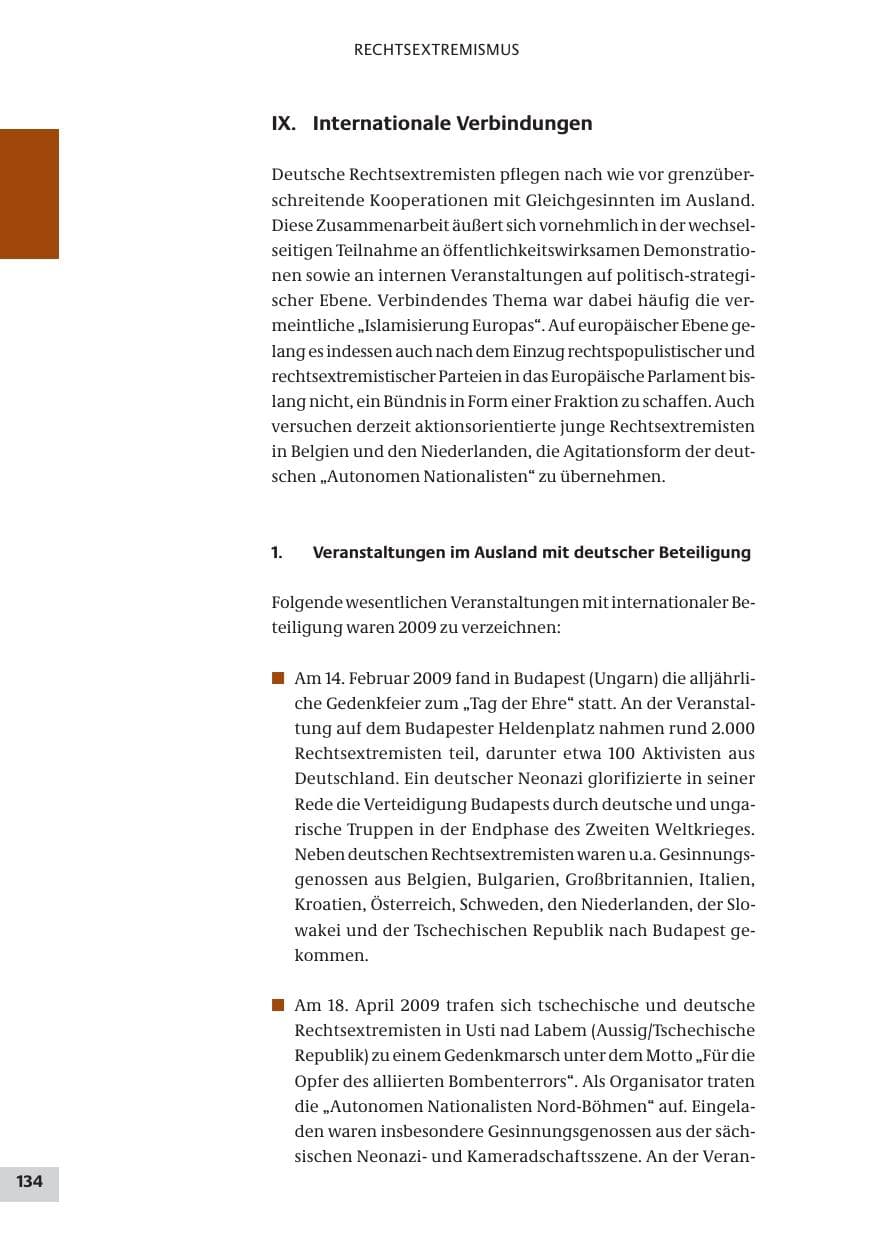 Seite 134 des Verfassungsschutzbericht 2009 Bund