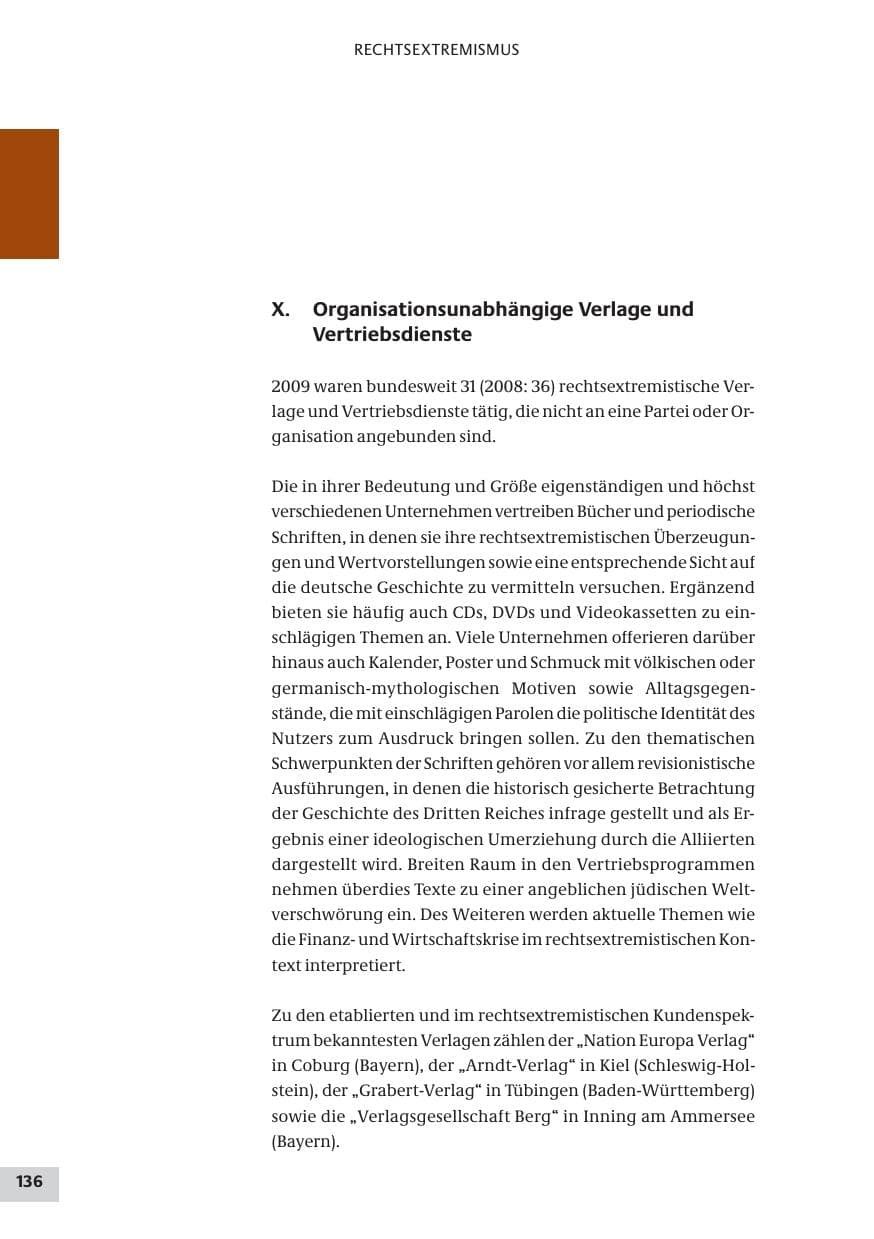 Seite 136 des Verfassungsschutzbericht 2009 Bund