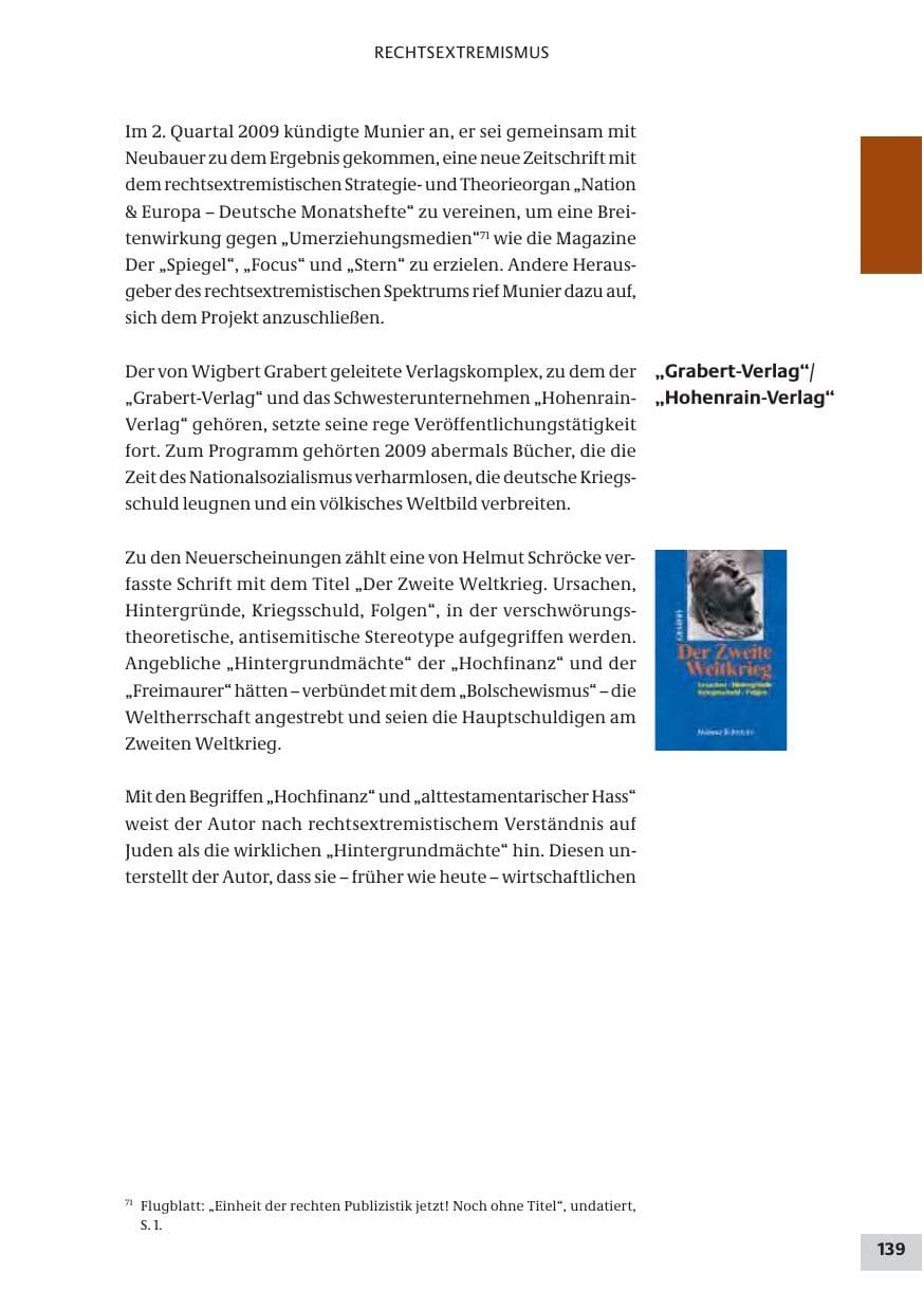 Seite 139 des Verfassungsschutzbericht 2009 Bund