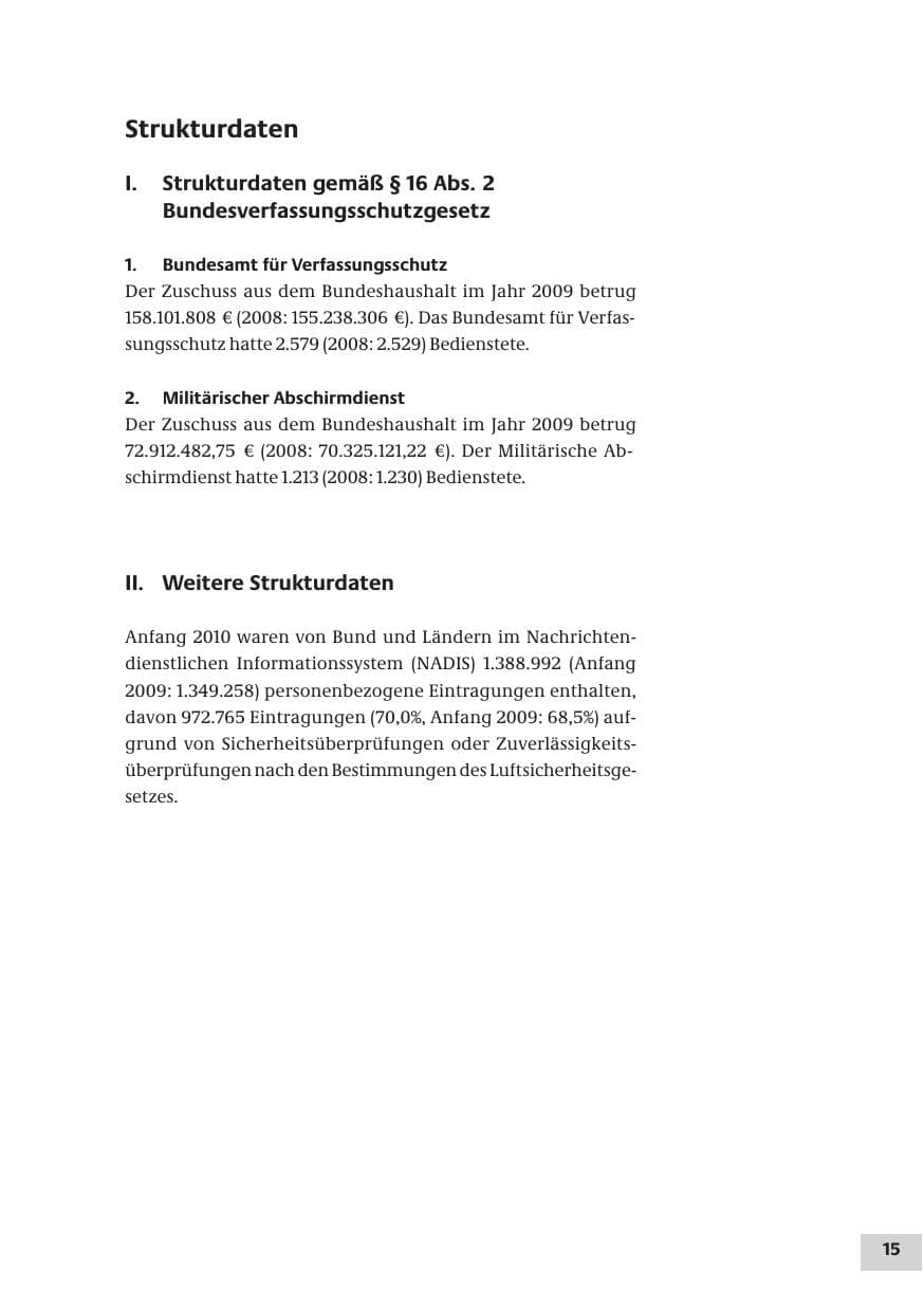 Seite 15 des Verfassungsschutzbericht 2009 Bund