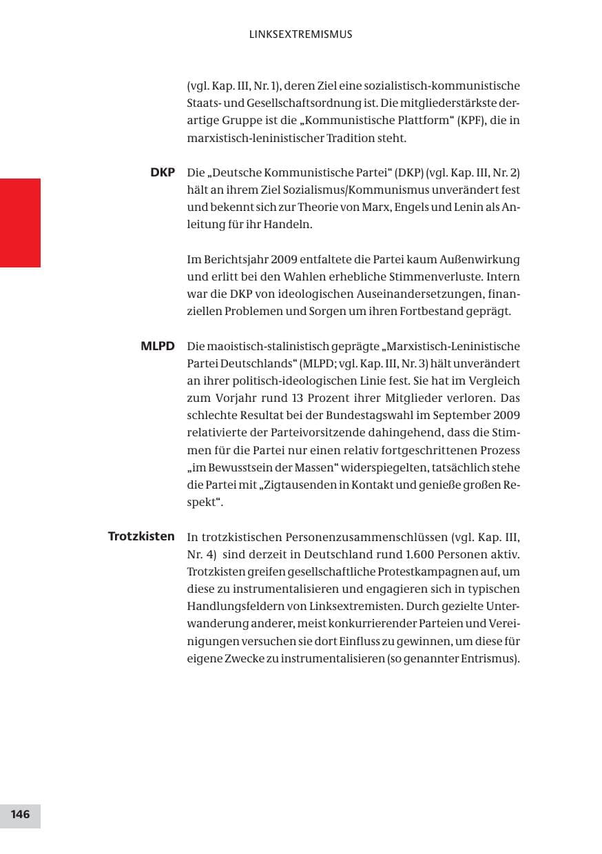 Seite 146 des Verfassungsschutzbericht 2009 Bund
