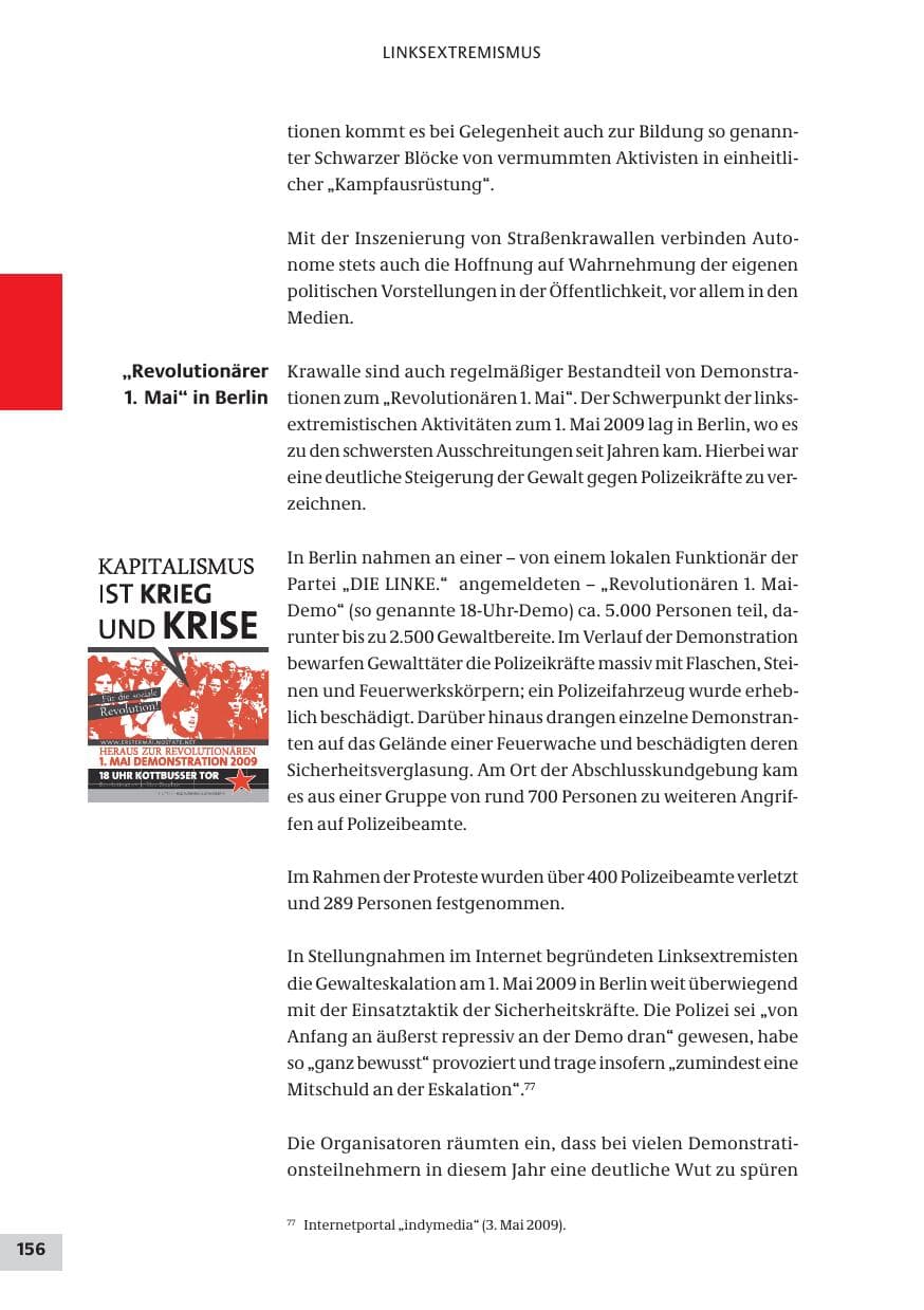 Seite 156 des Verfassungsschutzbericht 2009 Bund