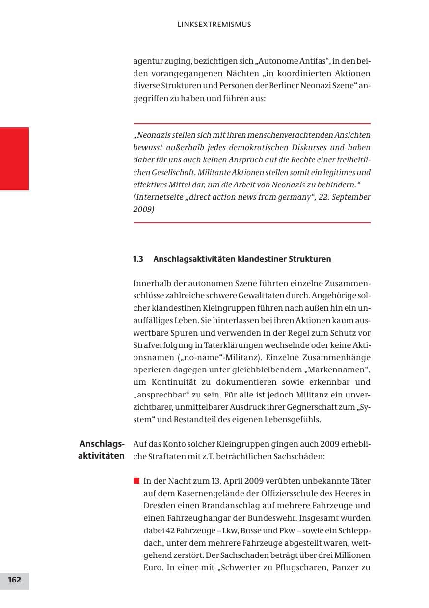 Seite 162 des Verfassungsschutzbericht 2009 Bund