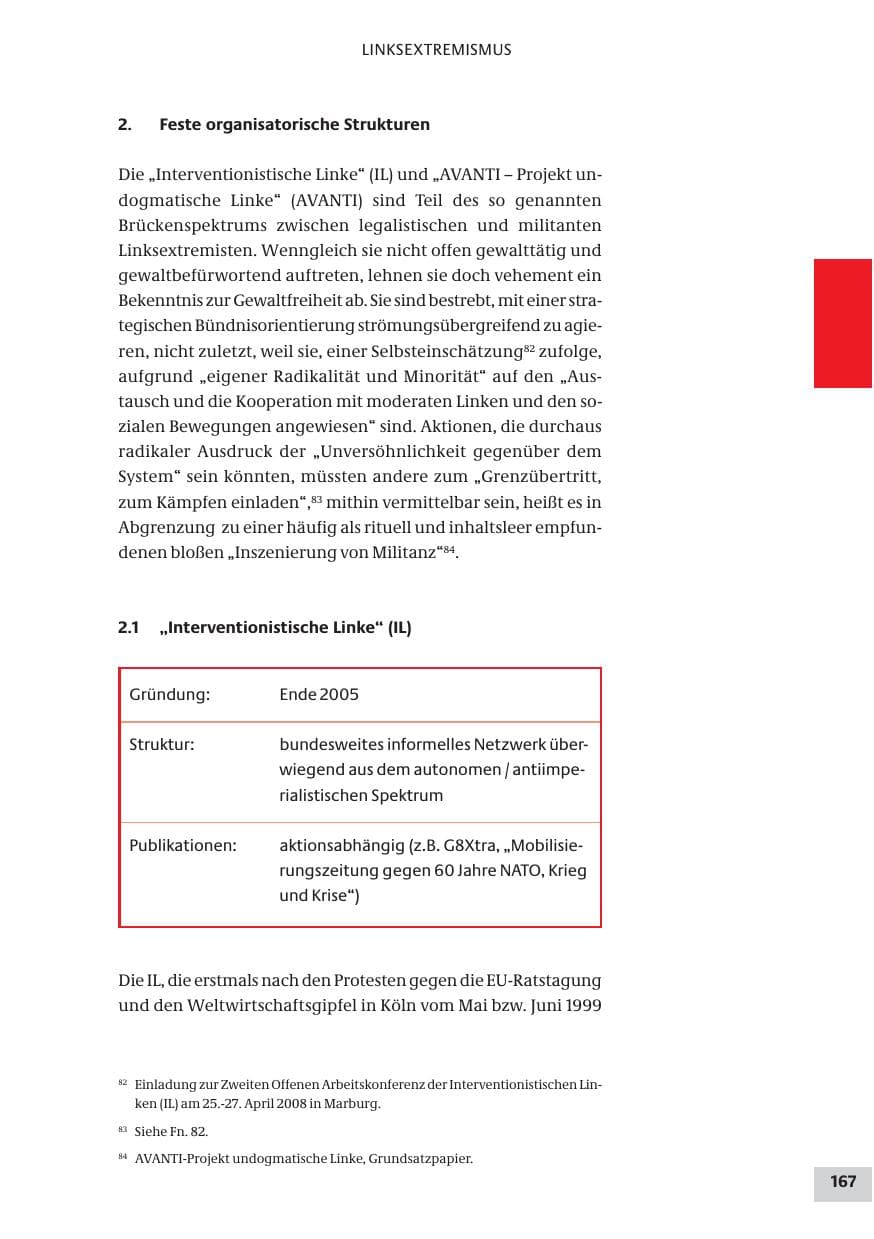 Seite 167 des Verfassungsschutzbericht 2009 Bund