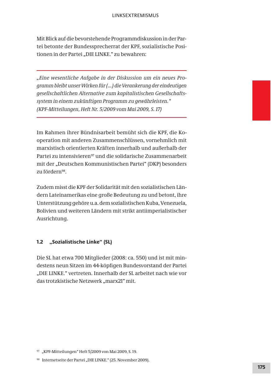 Seite 175 des Verfassungsschutzbericht 2009 Bund