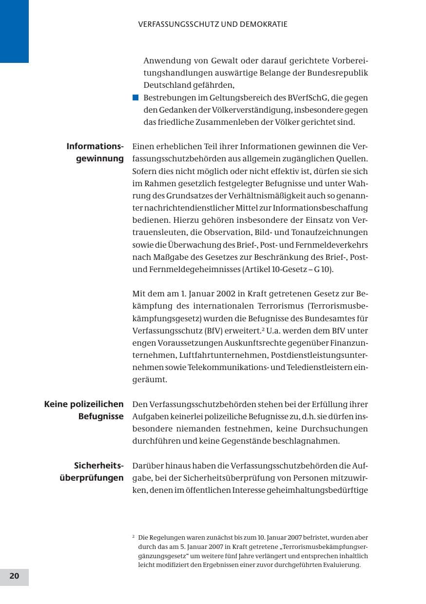 Seite 20 des Verfassungsschutzbericht 2009 Bund