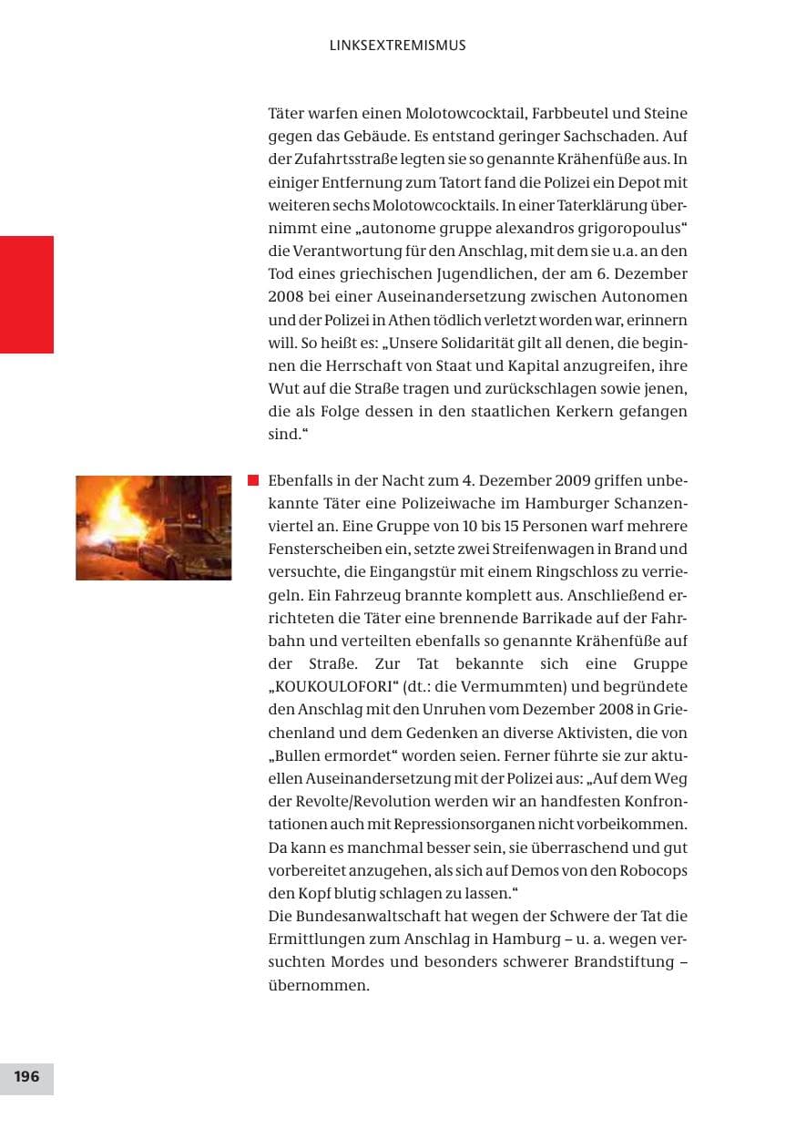 Seite 196 des Verfassungsschutzbericht 2009 Bund