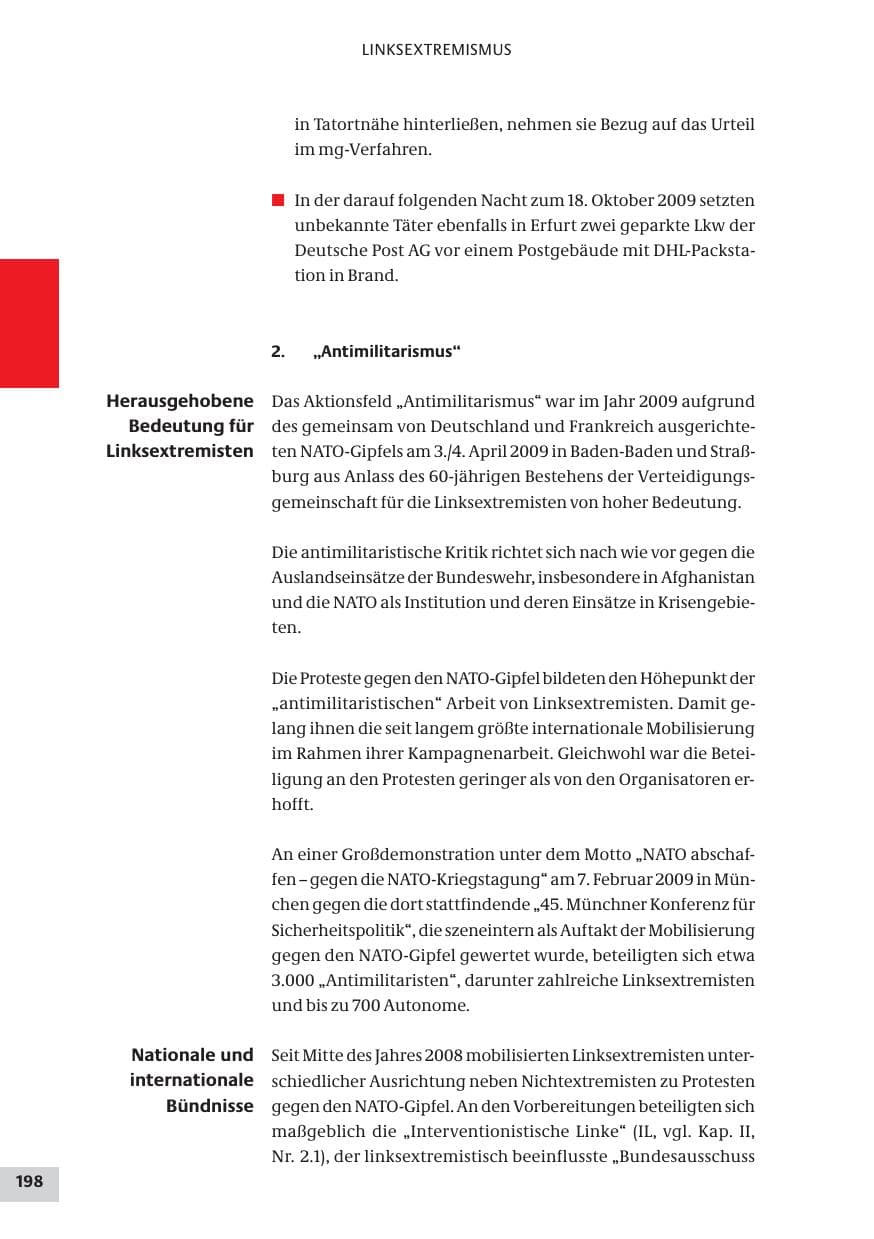Seite 198 des Verfassungsschutzbericht 2009 Bund