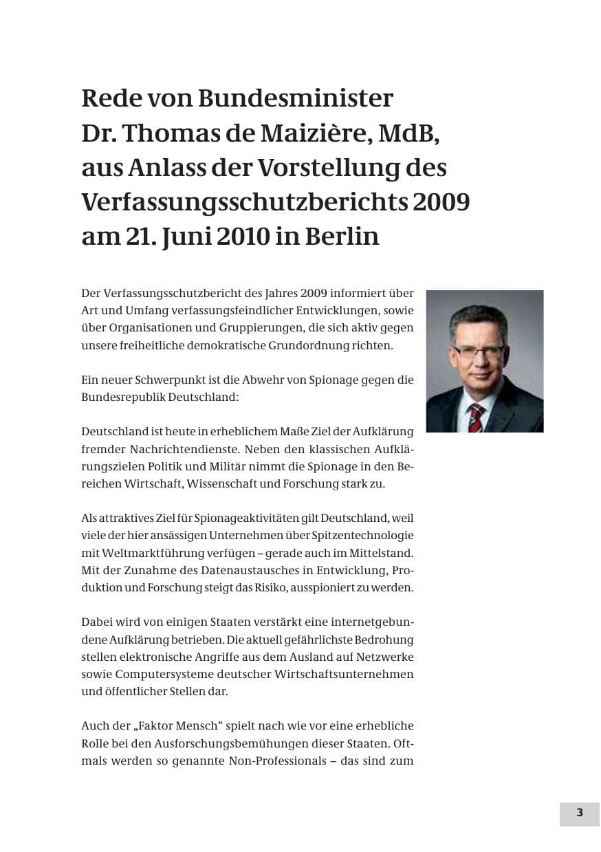 Seite 3 des Verfassungsschutzbericht 2009 Bund