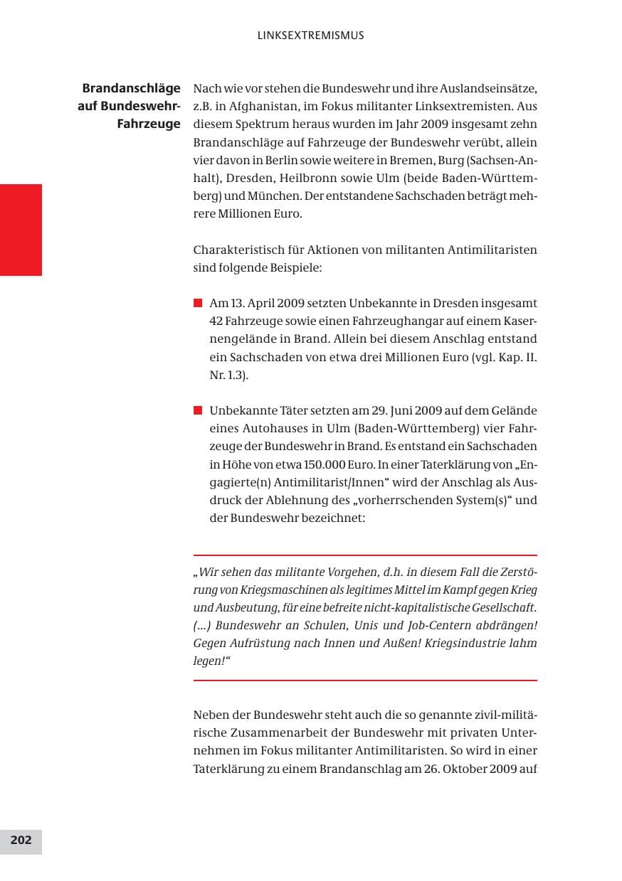 Seite 202 des Verfassungsschutzbericht 2009 Bund