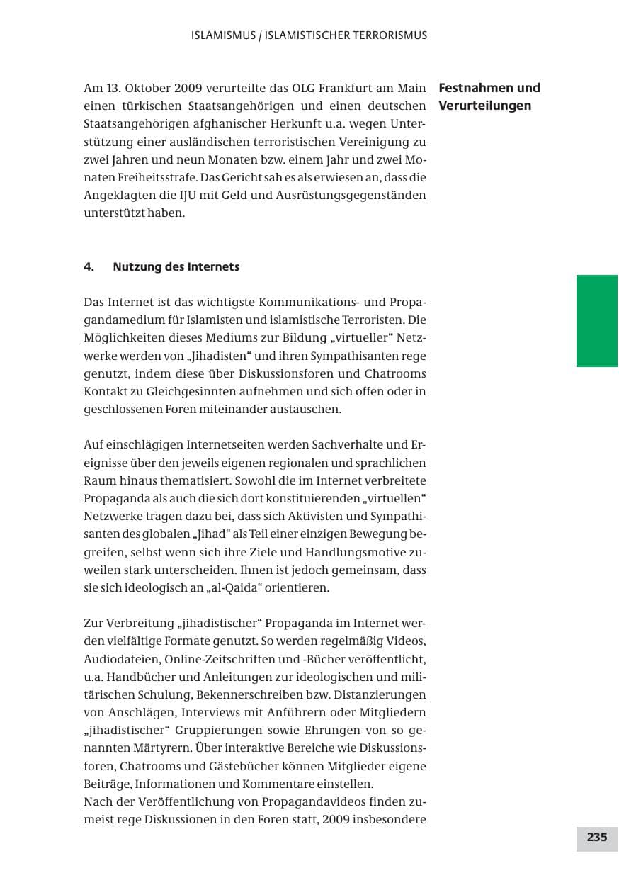 Seite 235 des Verfassungsschutzbericht 2009 Bund