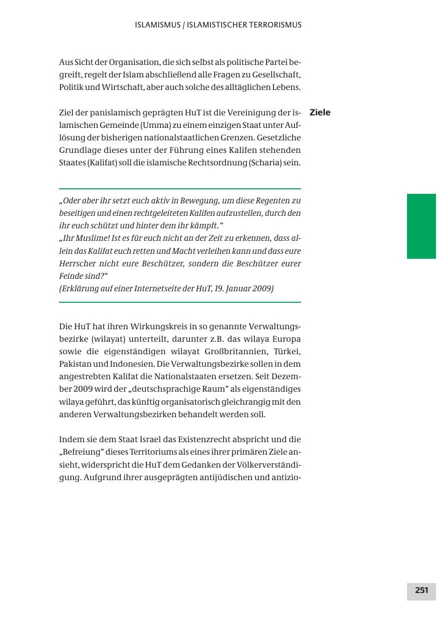 Seite 251 des Verfassungsschutzbericht 2009 Bund