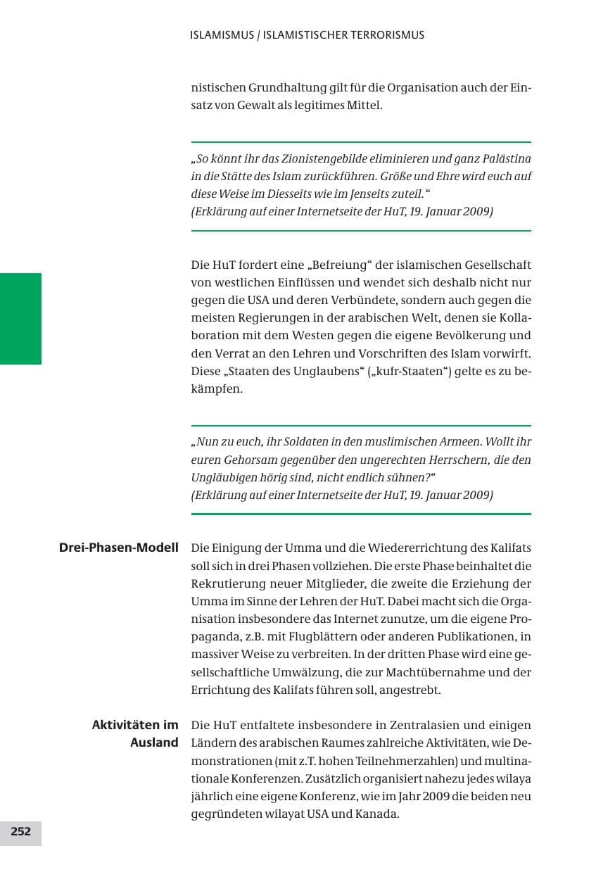 Seite 252 des Verfassungsschutzbericht 2009 Bund