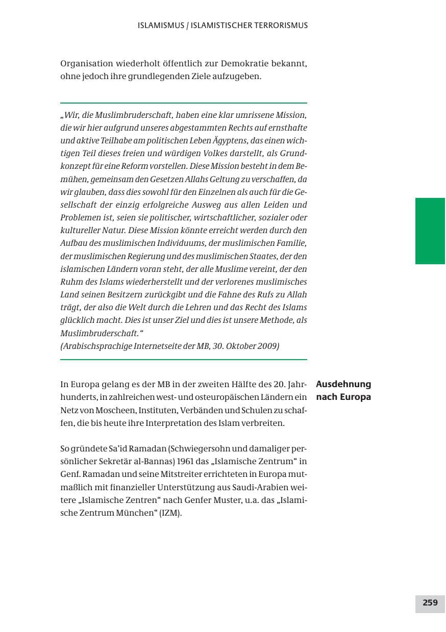 Seite 259 des Verfassungsschutzbericht 2009 Bund