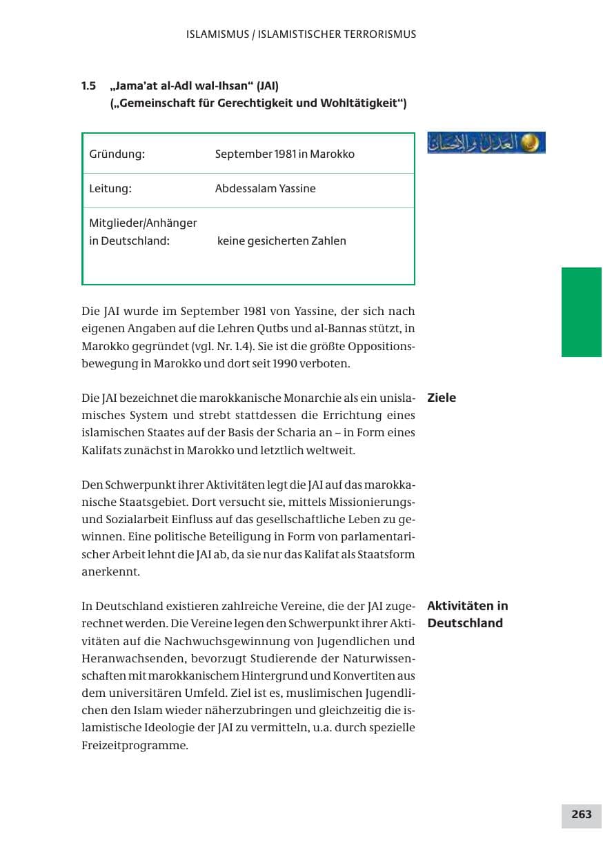 Seite 263 des Verfassungsschutzbericht 2009 Bund