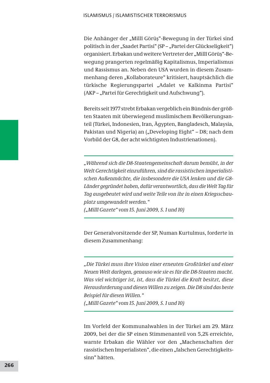 Seite 266 des Verfassungsschutzbericht 2009 Bund