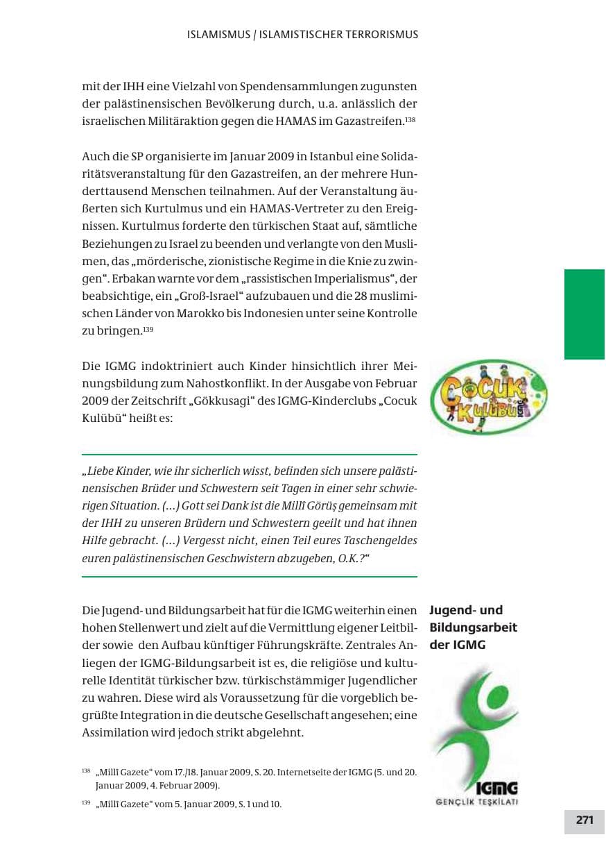Seite 271 des Verfassungsschutzbericht 2009 Bund