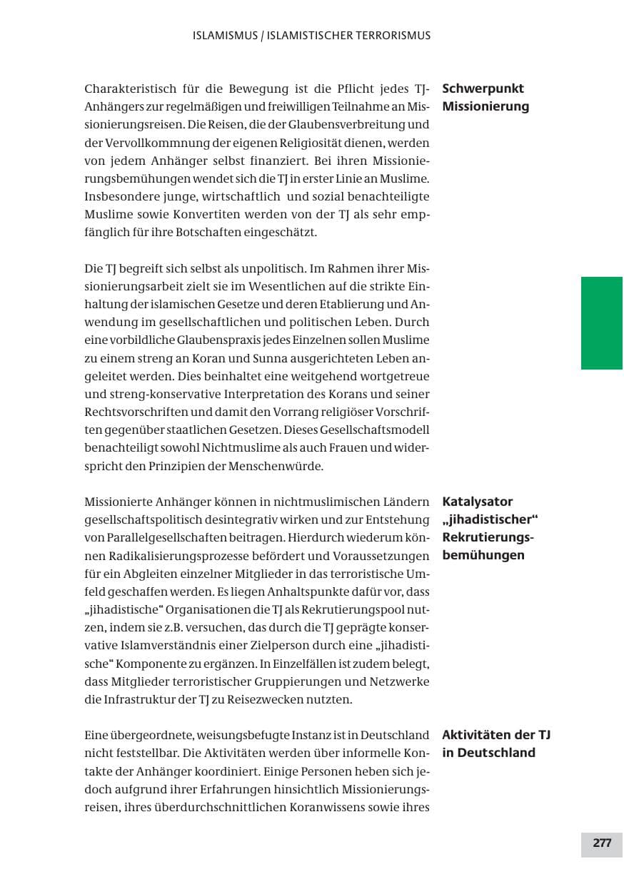 Seite 277 des Verfassungsschutzbericht 2009 Bund