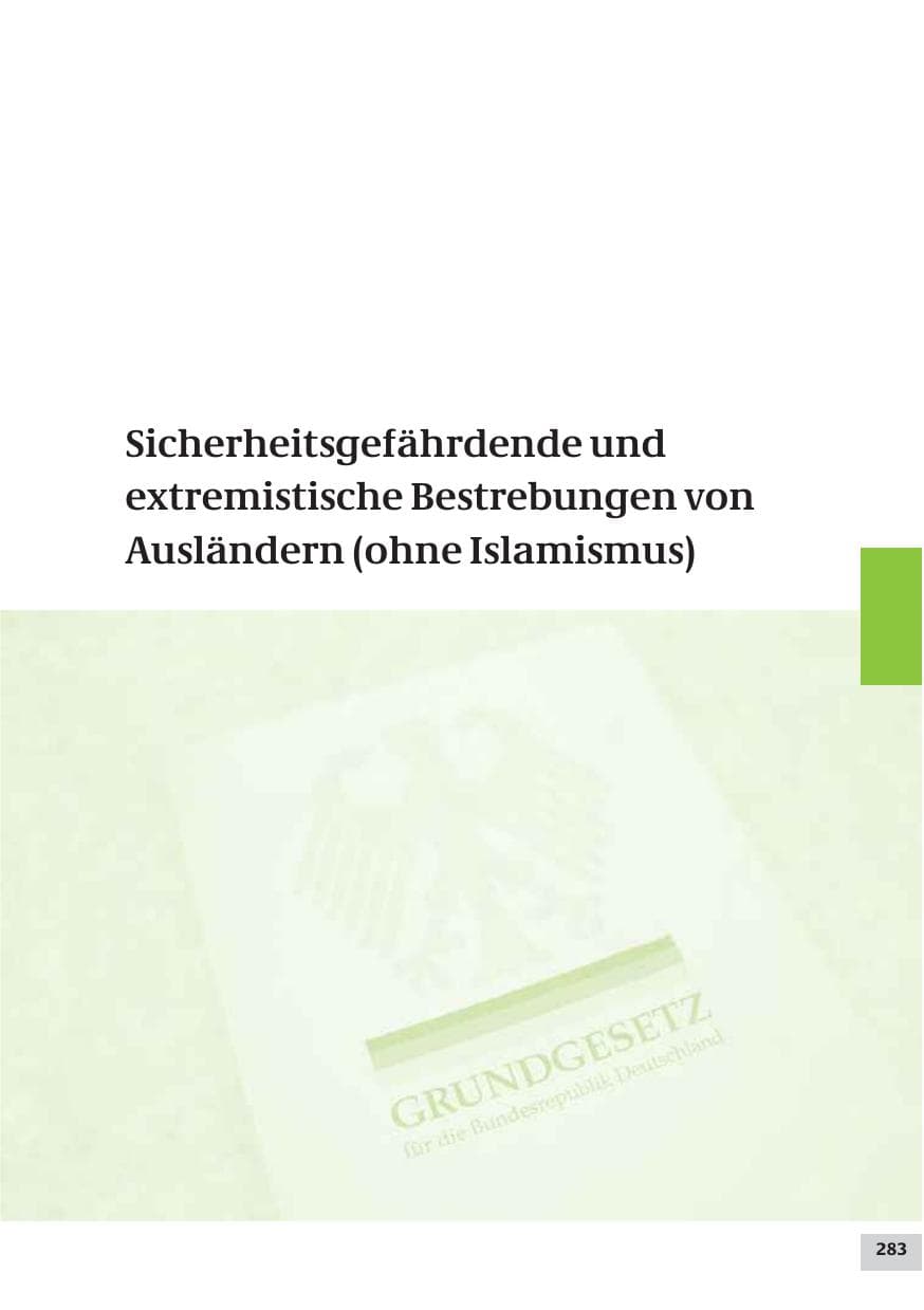 Seite 283 des Verfassungsschutzbericht 2009 Bund
