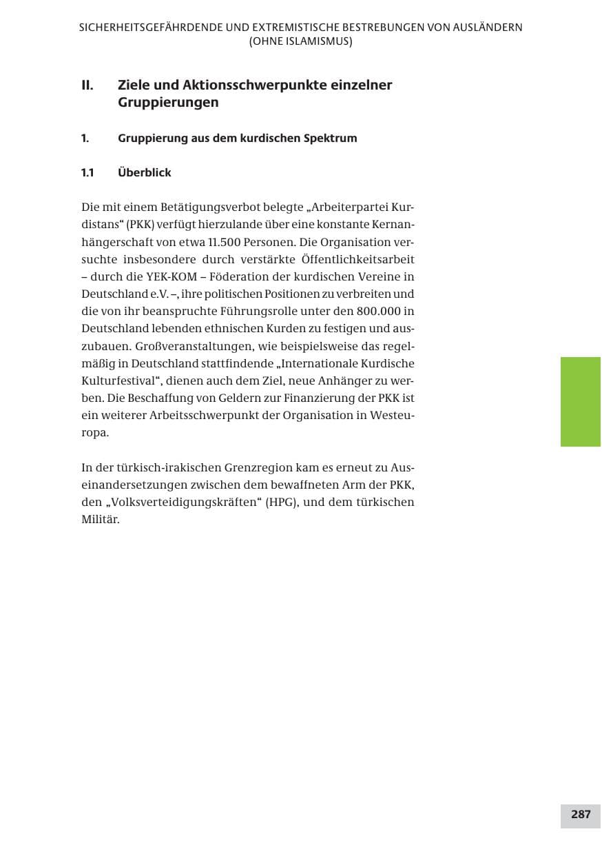 Seite 287 des Verfassungsschutzbericht 2009 Bund