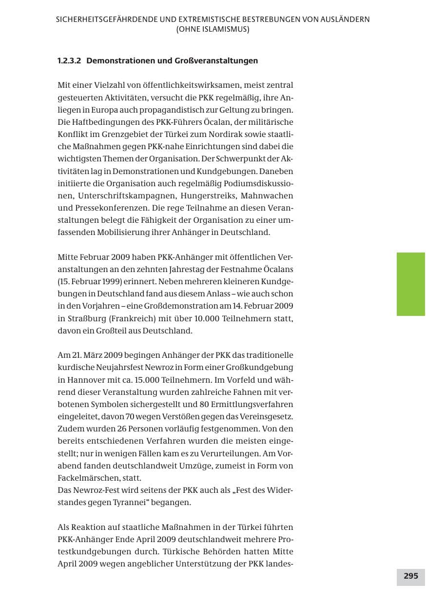 Seite 295 des Verfassungsschutzbericht 2009 Bund