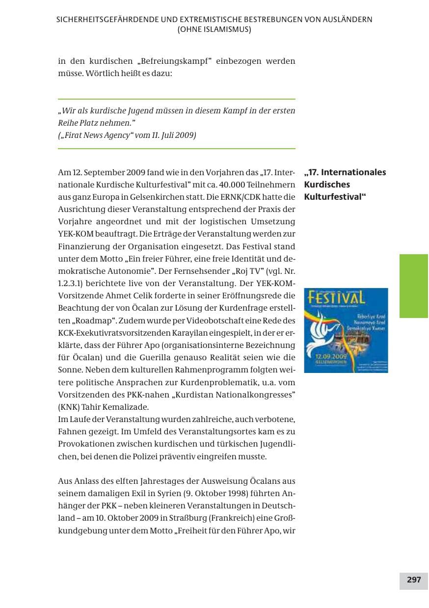 Seite 297 des Verfassungsschutzbericht 2009 Bund